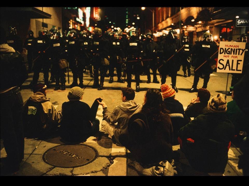 Waiting for Tear Gas (white globe to black)