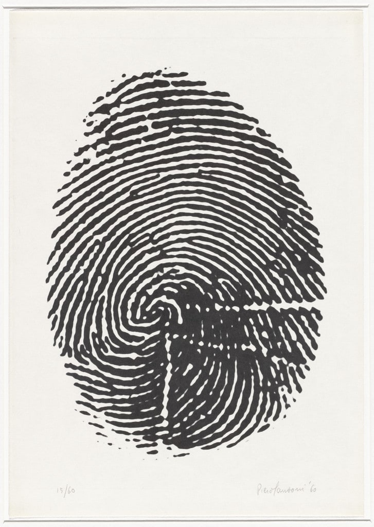 Left thumbprint (Impronta pollice sinistro) from 8 Works of Verification (8 Tavole di accertamento)