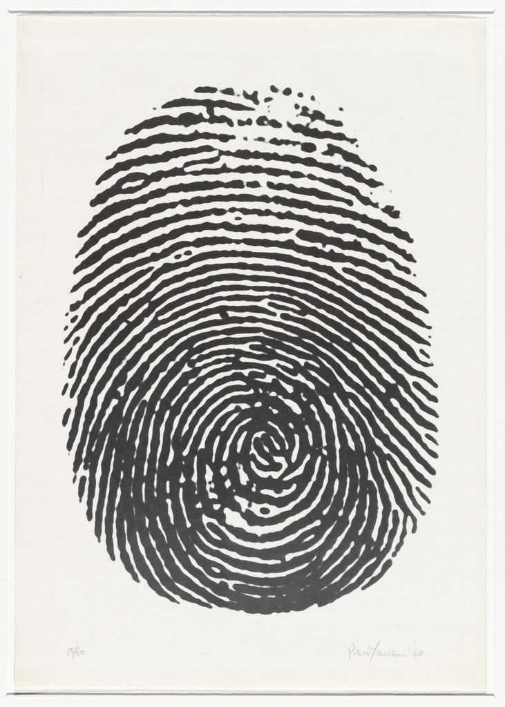 Right thumbprint (Impronta pollice destro) from 8 Works of Verification (8 Tavole di accertamento)