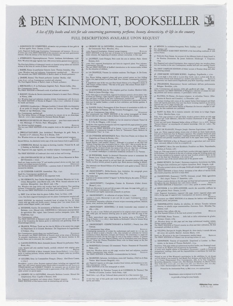 Ben Kinmont, Bookseller. A List of fifty books from Antinomian Press Archive