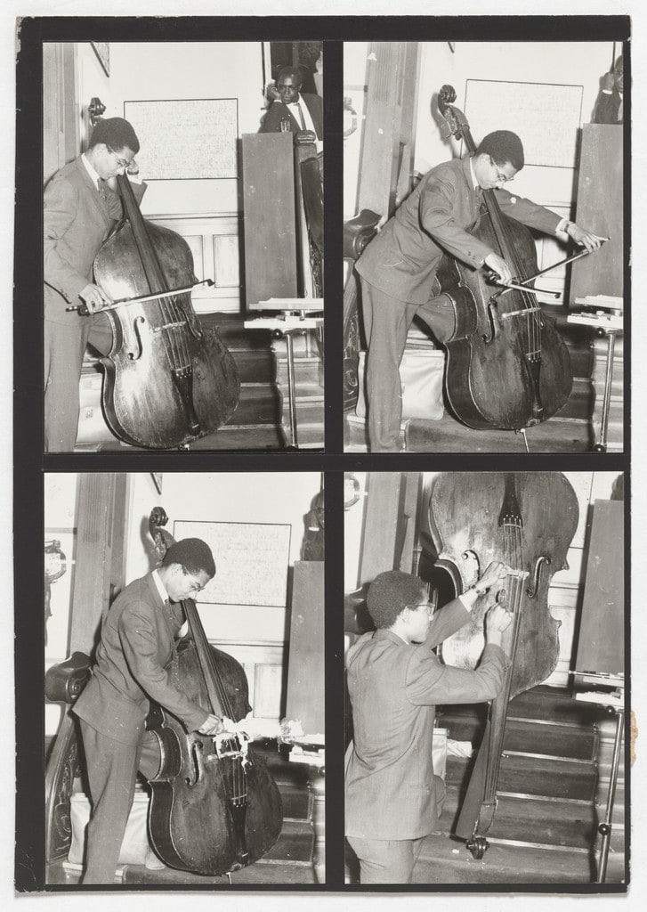 Variations for Double-Bass and Duo for Voice and a String Instrument, performed during Kleines Sommerfest: Après John Cage, Galerie Parnass, Wuppertal, West Germany, June 9, 1962