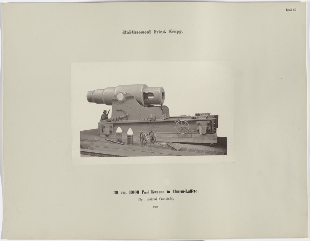 36 cm. (1000 Pfünder) Kanone in Thurm-Laffete für Russland (Cronstadt)