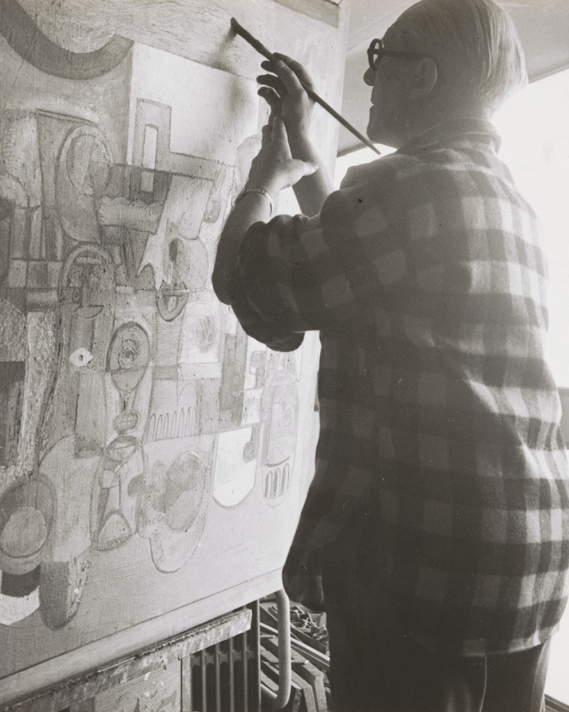 Le Corbusier in his studio, rue Nungesser et Coli, Paris