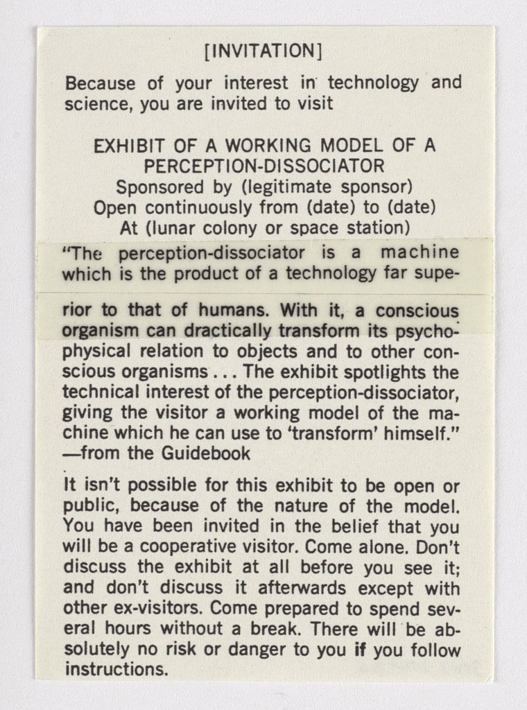Exhibit of a Working Model of a Perception-Dissociator: (Invitation), Statement of Objectives, and To the Director