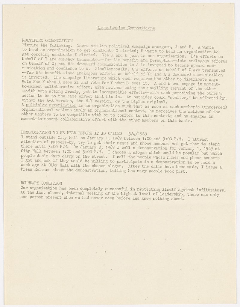 Multiplex Organization, Demonstration to Be Held before It Is Called, and Boundary Condition