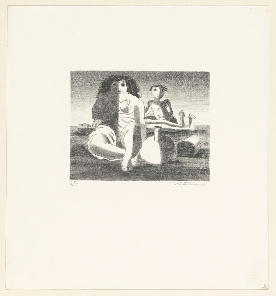 Two Figures Seated beside a Corpse