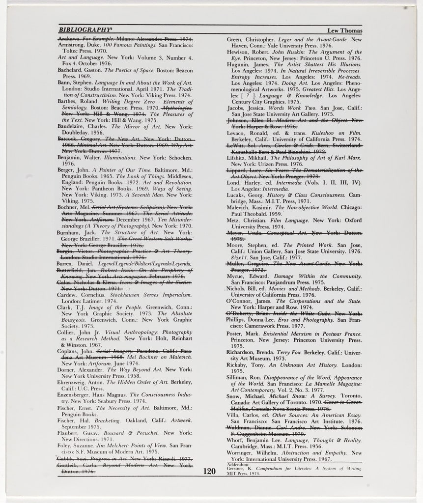 Bibliography 2, 1977 reprinted from Art Contemporary, vol. 2, no. 4