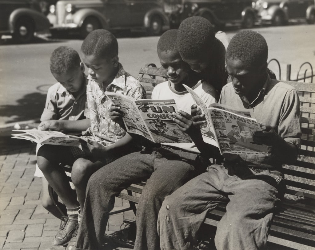 Kids on "T" Street Reading Funnies
