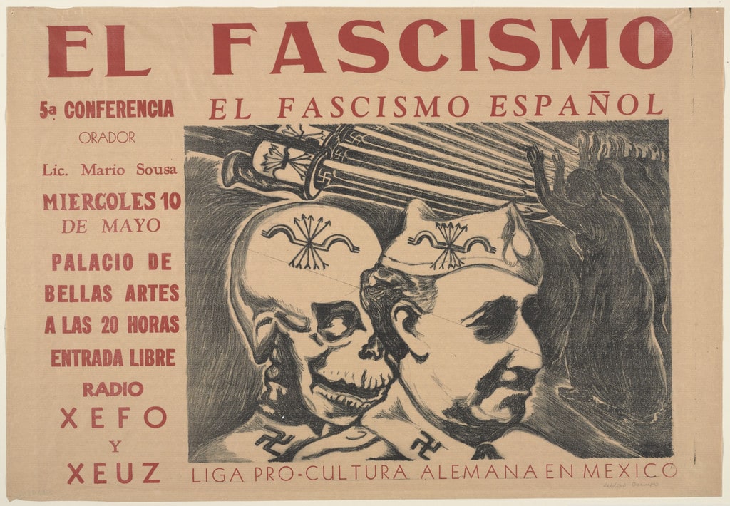 El fascismo. 5a. Conferencia. El fascismo español. Orador: Lic. Mario Sousa. Miércoles 10 de mayo. Palacio de Bellas Artes... Liga Pro Cultura Alemana en México