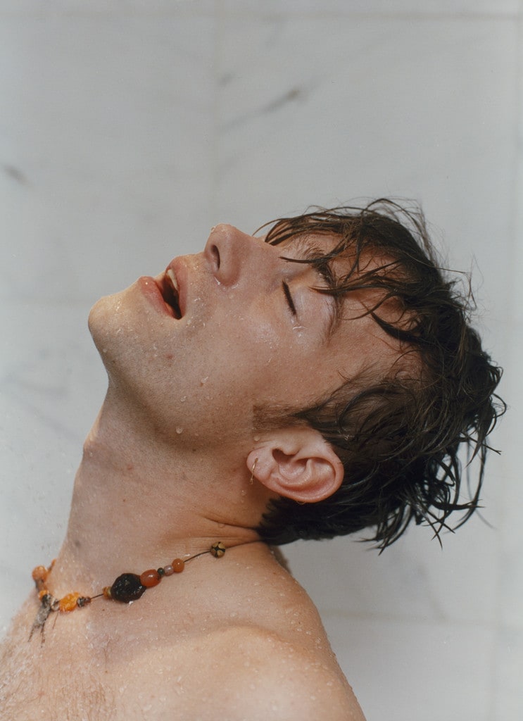 Damon, shower, head up