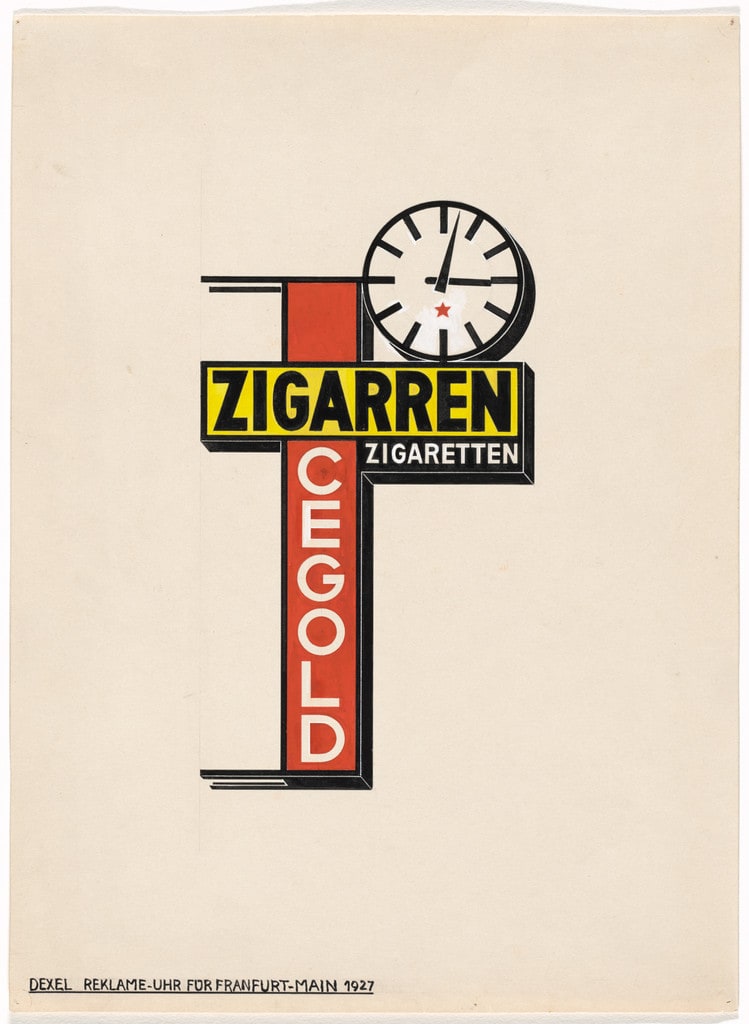 Advertising Clock for Frankfurt-Main (Reklame-Uhr für Frankfurt-Main). Promotional design for Cegold Cigars and Cigarettes