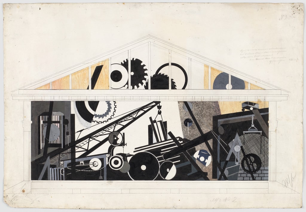 Study for Mechanical Engineering Pavilion mural at the All-Russian Exhibition for Agriculture and Home Industries (Vserossiiskaia sel’skokhoziaistvennaia i kustarno-promyshlennaia vystavka), Central Park of Culture and Leisure (now Gorky Park), Moscow