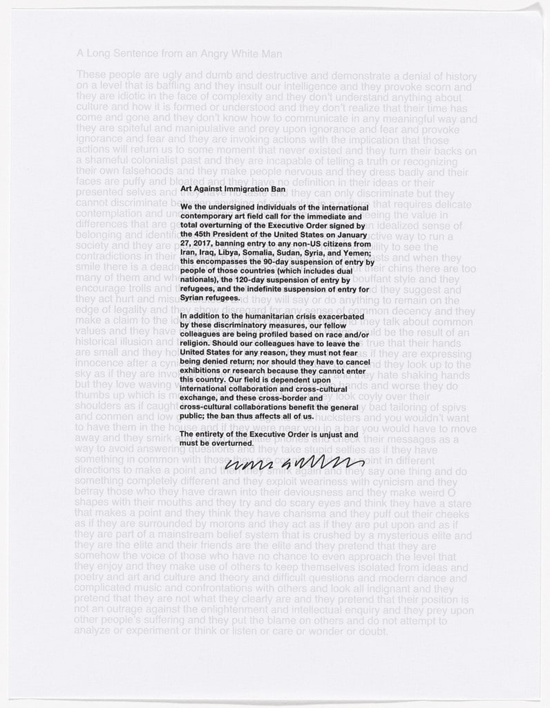 Untitled from Art Against Immigration Ban Letter Portfolio
