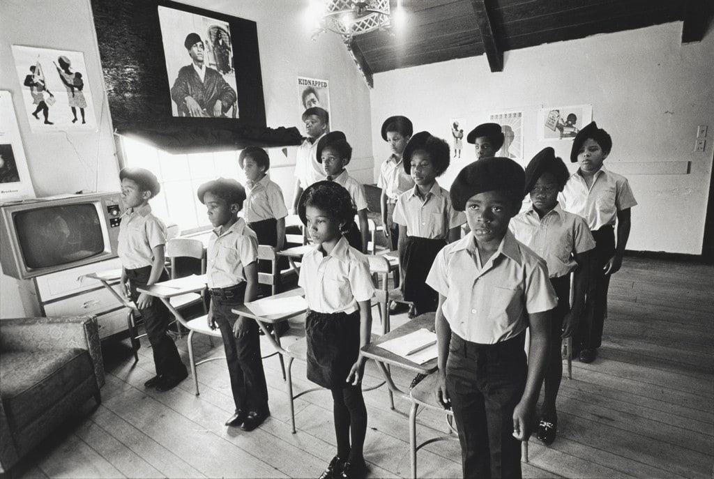 Black Panther children in a classroom at the Intercommunal Youth Institute, the Black Panther school, Oakland, California