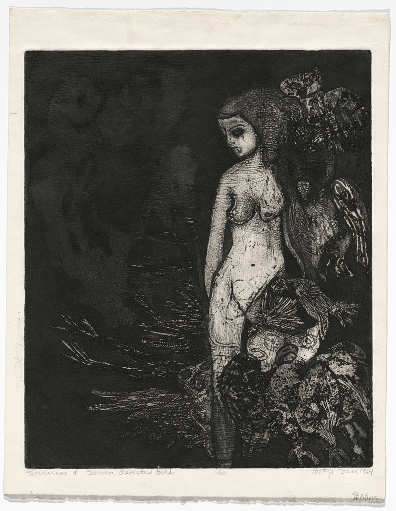 Sorceress with Seven Assorted Birds