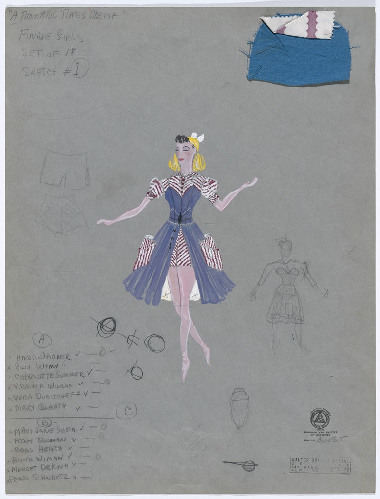 Finale Girls. Costume design for the ballet A Thousand Times Neigh(recto) ; Untitled (verso)
