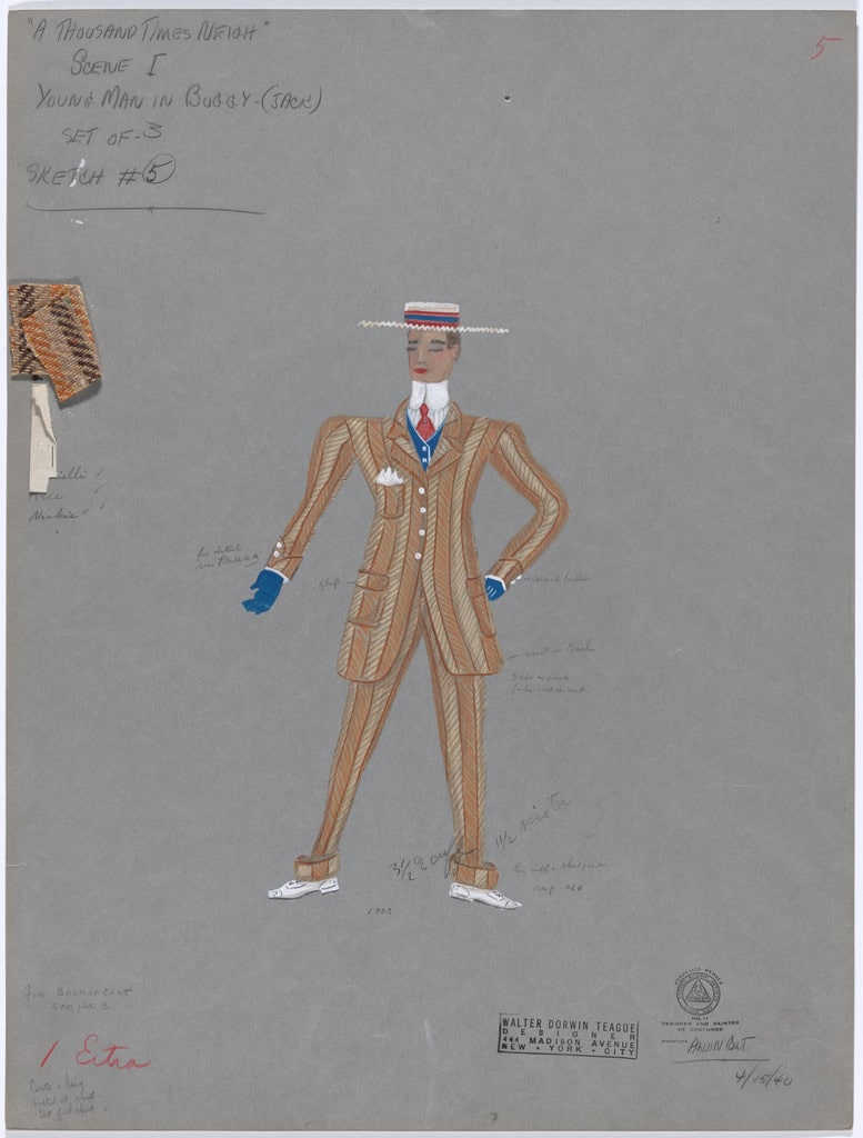Young Man in Buggy (Jack). Costume design for the ballet A Thousand Times Neigh