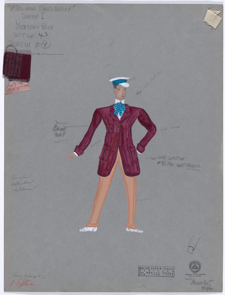 Yachting Boy. Costume design for the ballet A Thousand Times Neigh