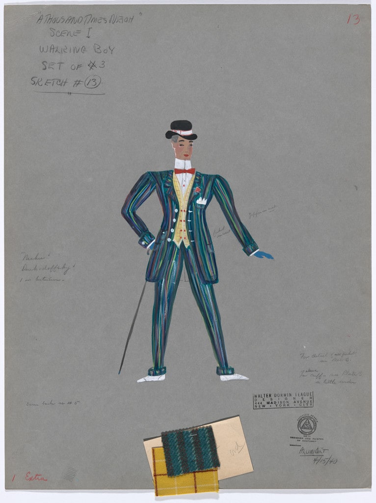 Walking Boy. Costume design for the ballet A Thousand Times Neigh (recto); Untitled (verso)