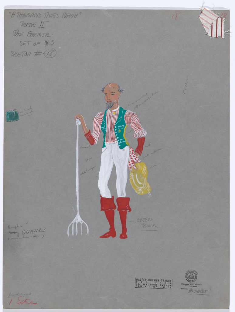 The Farmer. Costume design for the ballet A Thousand Times Neigh