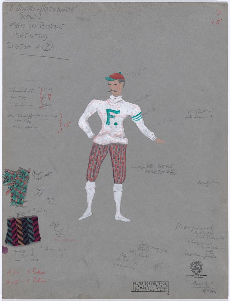 Man on Bicycle. Costume design for the ballet A Thousand Times Neigh