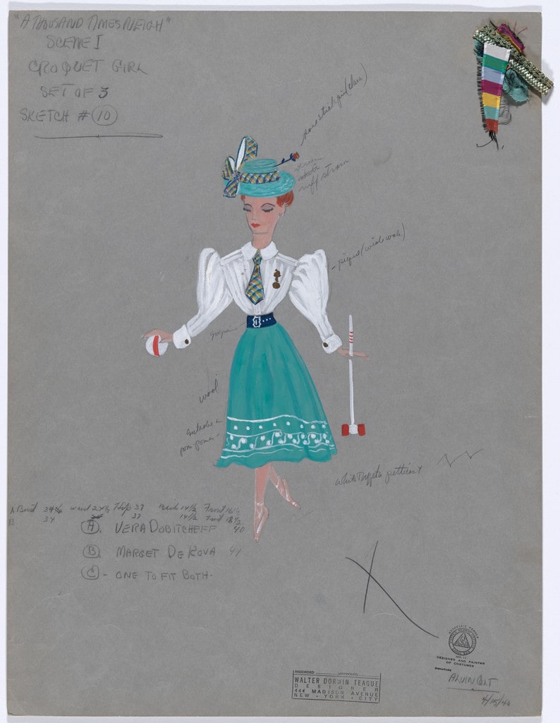 Croquet Girl. Costume design for the ballet A Thousand Times Neigh