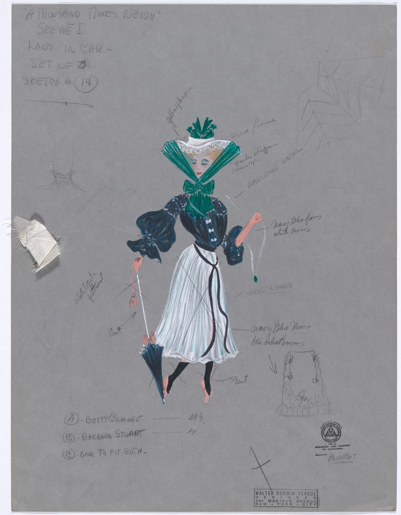 Lady in Car. Costume design for the ballet A Thousand Times Neigh