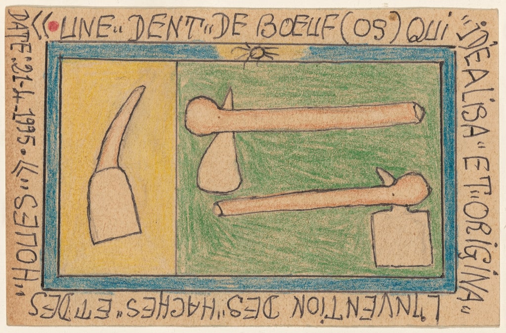 «Une "dent" de boeuf (os) qui "idéalisa" et "origina" l'invention des "haches" et des "houes"» Date: 21-4-1995 from Connaissance du Monde