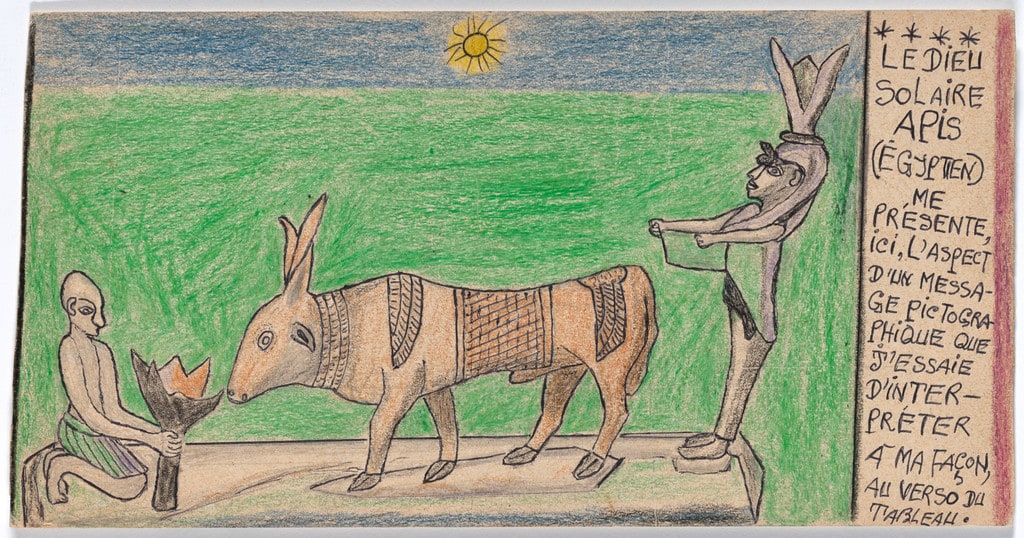 Le Dieu Solaire APIS (Égyptien) me présente, ici, l'aspect d'un message pictographique que j'essaie d'interpréter à ma façon, au verso du tableau from Connaissance du Monde