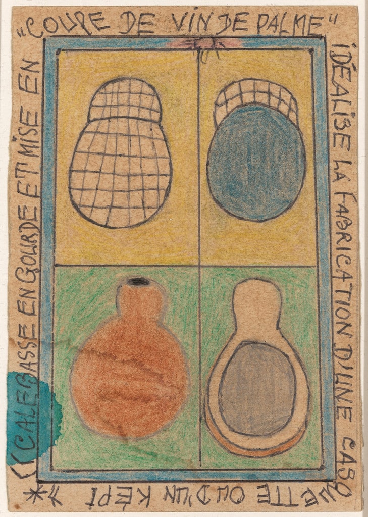 «Calebasse en gourde et mise en "coupe de vin de palme" idéalise la fabrication d'une casquette ou d'un képi» from Connaissance du Monde