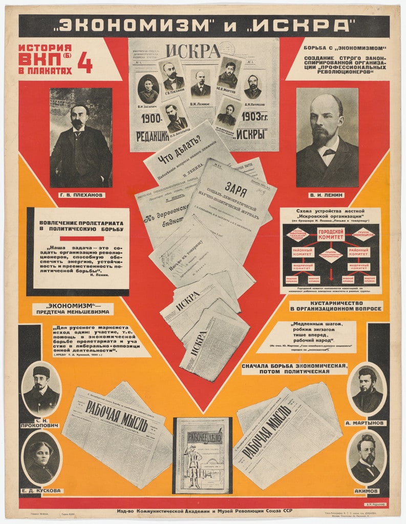 “Economism” and "Iskra" (“Ekonomizm” i “Iskra”). Poster no. 4 of 25 from the series The History of the All-Union Communist Party (of Bolsheviks) in Posters (lstoria VKP[b] v plakatakh)