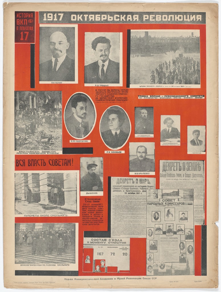 The October Revolution, 1917 (1917 Oktiabr’skaia revoliutsiia). Poster no. 17 of 25 from the series The History of the All-Union Communist Party (of Bolsheviks) in Posters (lstoria VKP[b] v plakatakh)