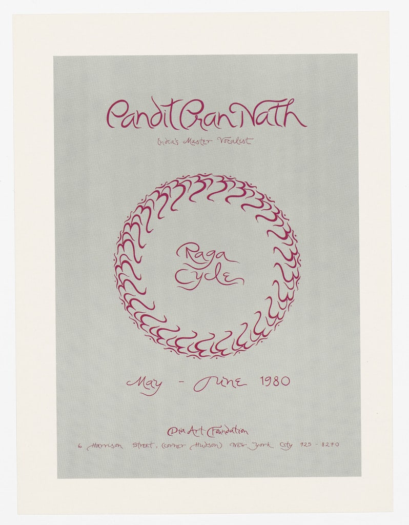 Poster for Pandit Pran Nath, Raga Cycle, Dia Art Foundation, May - June 1980