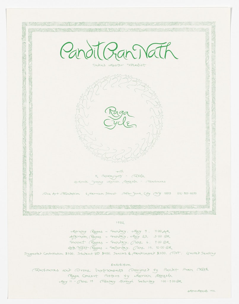 Poster for Pandit Pran Nath, Raga Cycle, Dia Art Foundation, May - June 1982