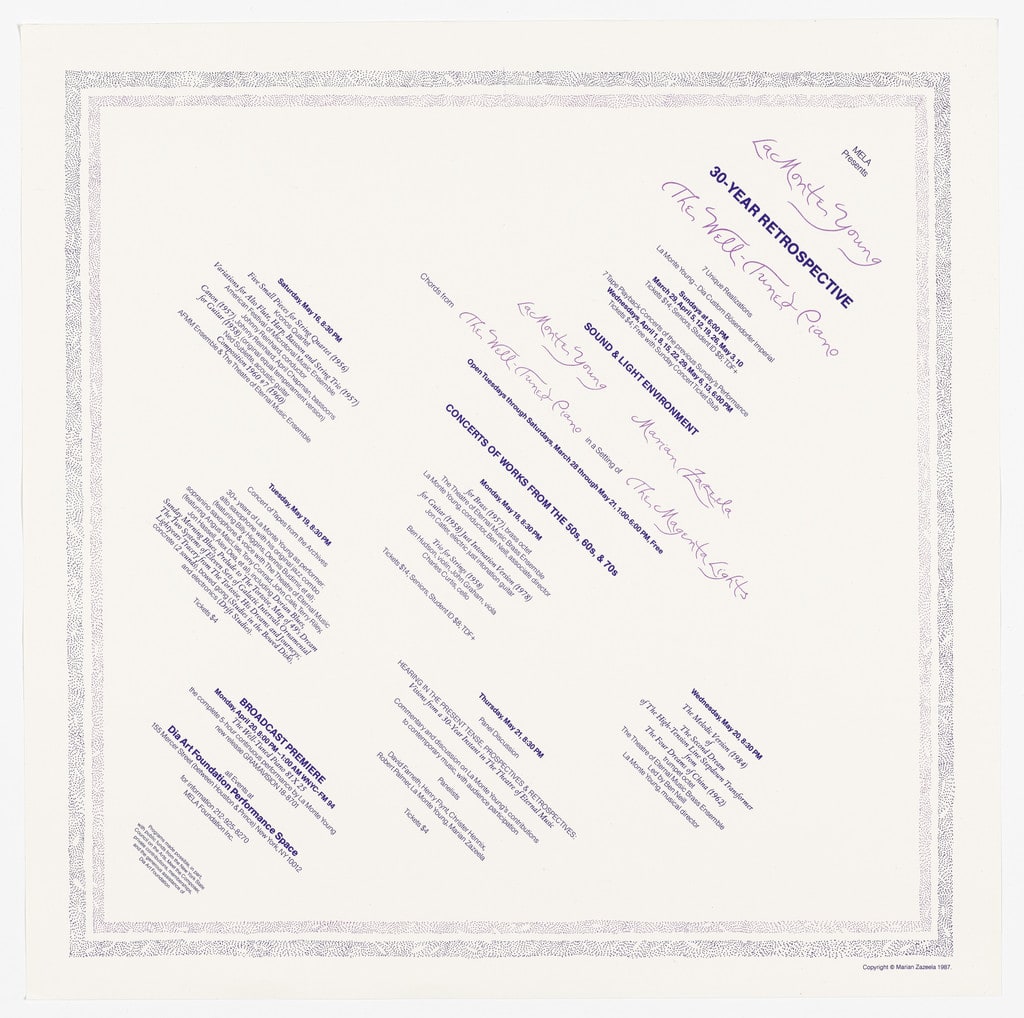 Poster for La Monte Young, 30-Year Retrospective , Dia Art Foundation, March - May 1987