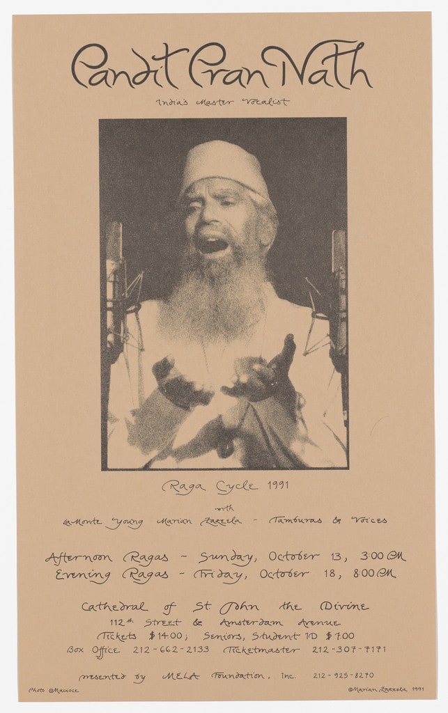 Poster for Pandit Pran Nath, Raga Cycle, Cathedral of St. John the Divine, October 1991
