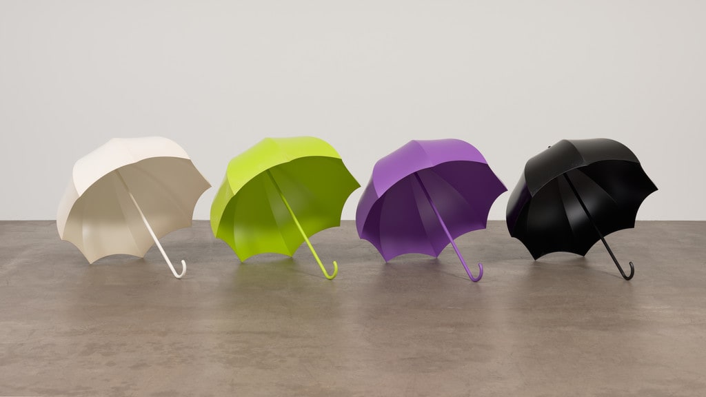 White Umbrella, Light Green Umbrella, Purple Umbrella, Black Umbrella