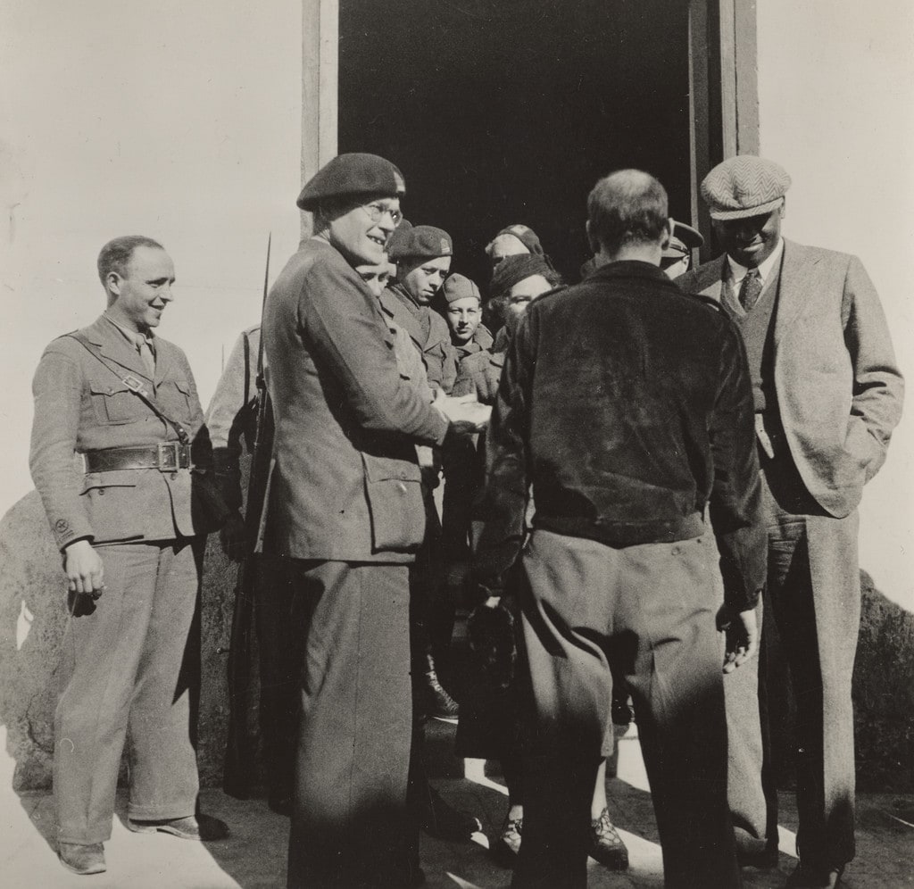 Paul Robeson with Abraham Lincoln Brigade Leaders, Tarzona Training Camp, Aragon, Spain