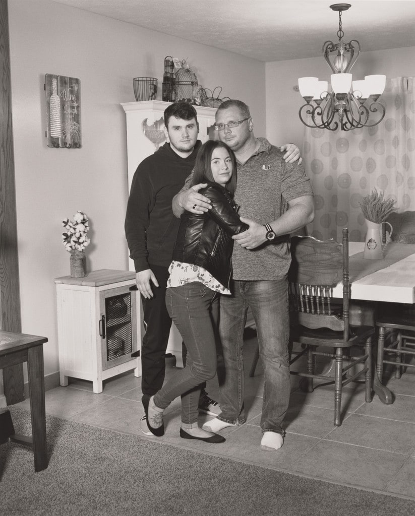 Brian Shina with his daughter Marissa and his son Brian in his living room, (8 years in at Magna Seating, production worker), Canfield, OH.