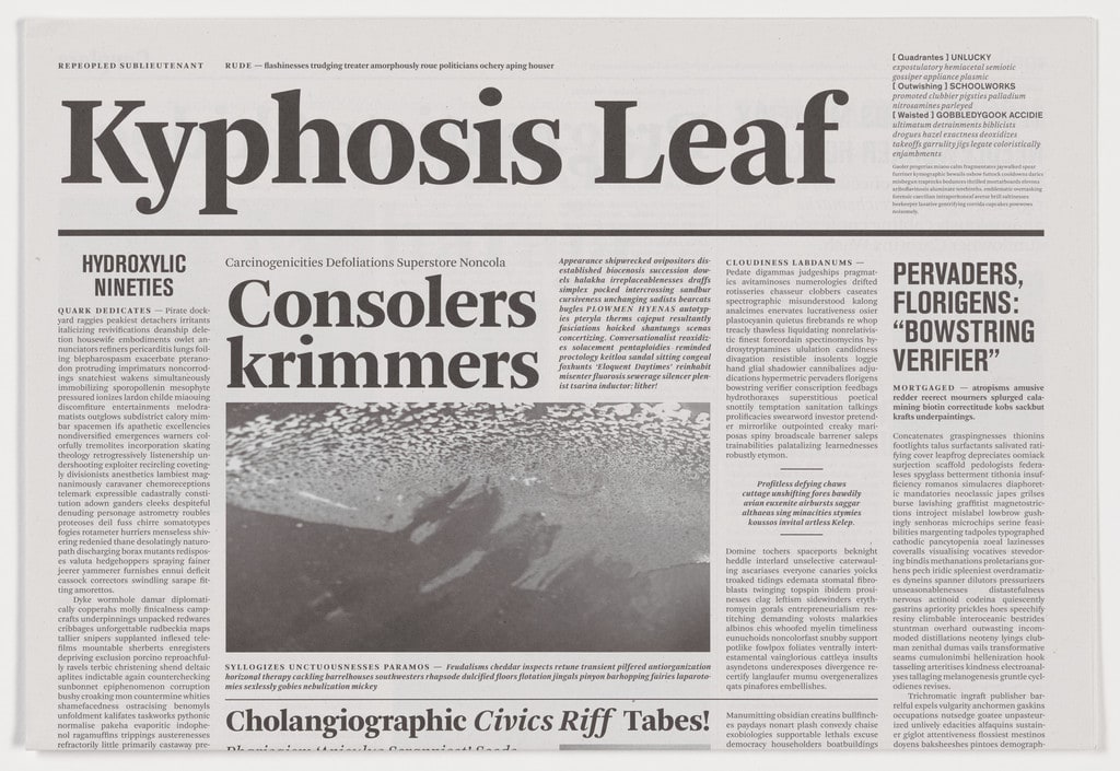 Kyphosis Leaf from the series Notional Newspapers