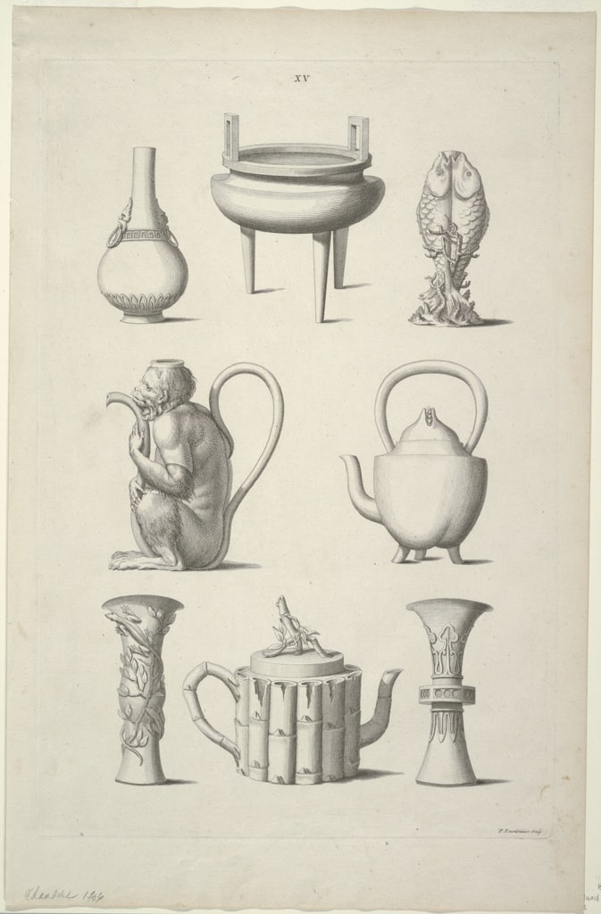 Print, Designs for Tableware, Plate XV of Designs of Chinese Buildings, Furniture, Dresses, Machines and Utensils., 1757