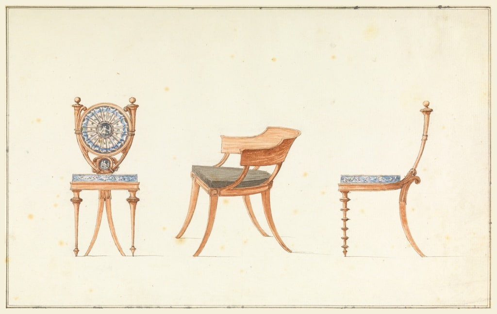 Drawing, Designs for Three Chairs, 1790