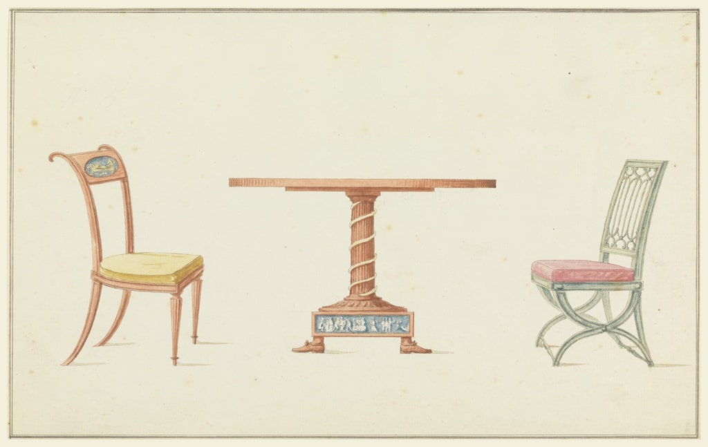Drawing, Two Chairs and a Table, 1790