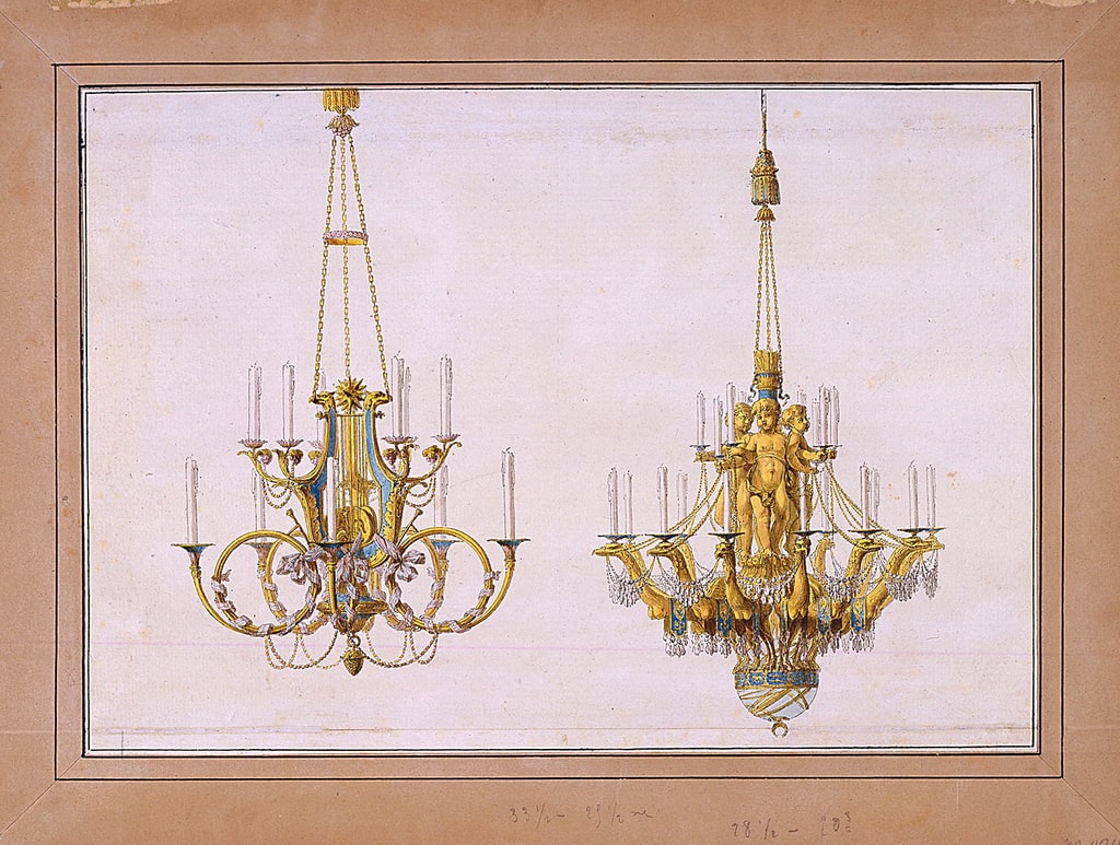 Drawing, Design for Two Gilt Bronze Chandeliers, 1777