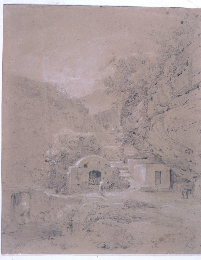 Drawing, Landscape view between Naples and Salerno, 1820–30