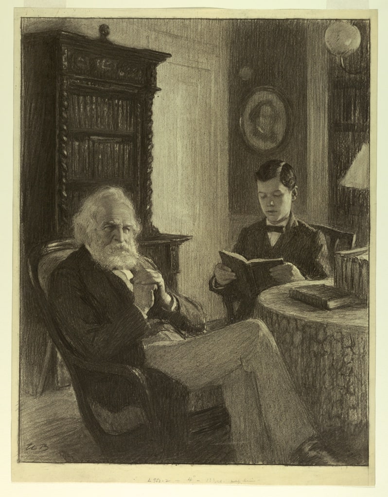Drawing, Longfellow in his Study