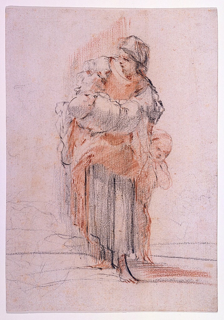 Drawing, Woman with Two Children, ca. 1750