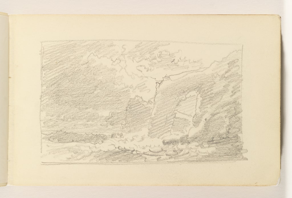 Sketchbook Folio, Choppy Sea with Three Sections of Cliffs, 1885–90