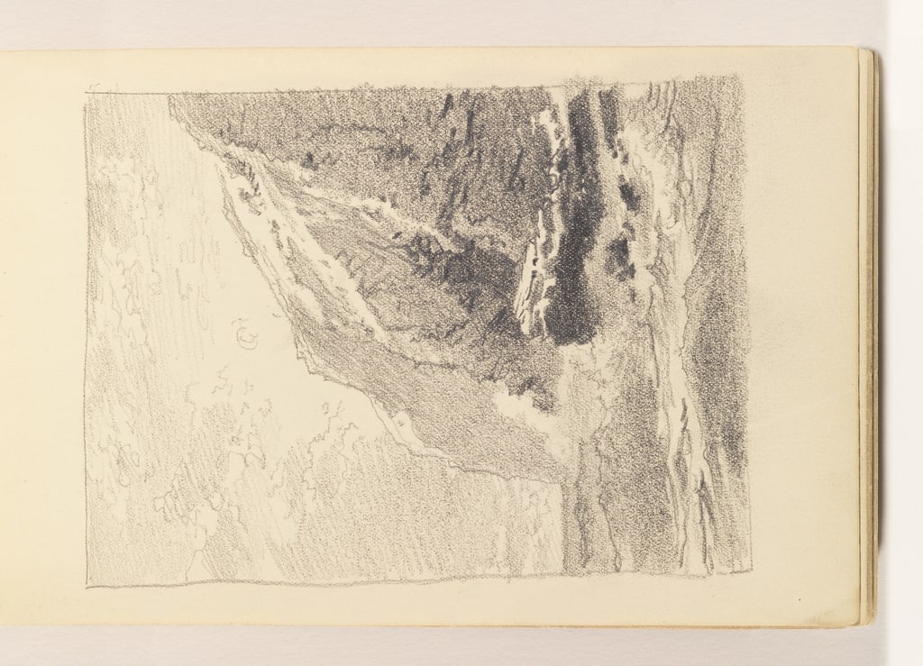 Sketchbook Folio, Study of Calm Ocean with Tall Cliffs, 1885–90