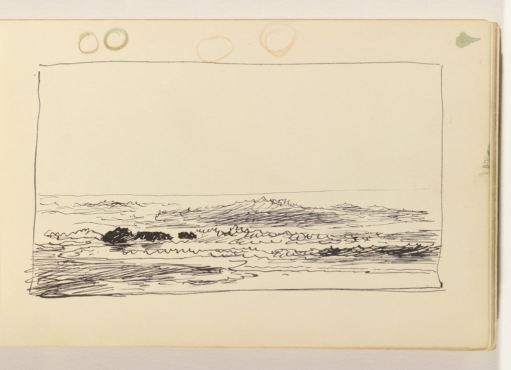 Sketchbook Folio, Unfinished Shoreline with Small Waves, 1885–90